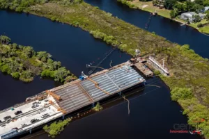 Aerial photo of bridge progress