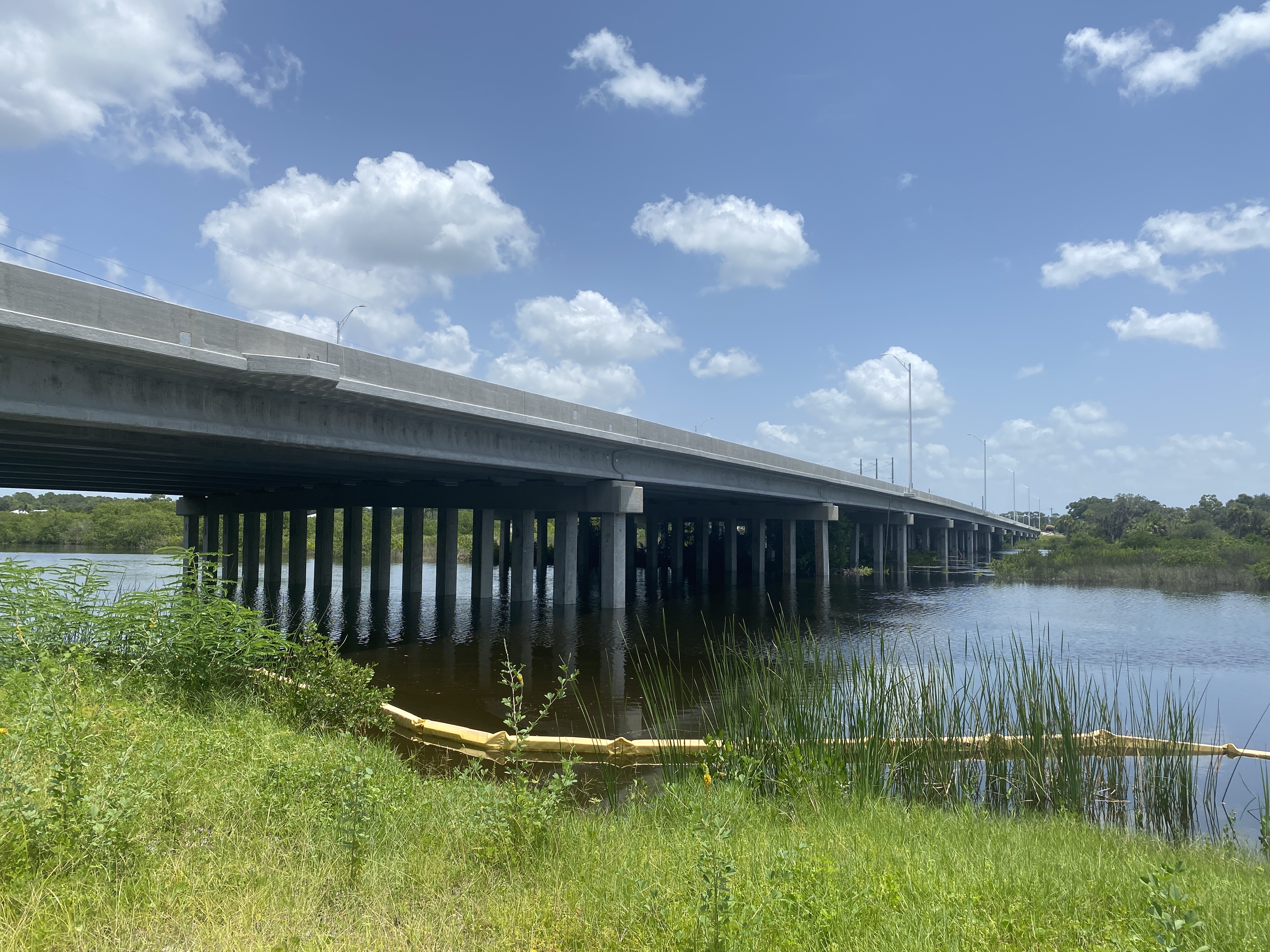 A view of the 44th Avenue Bridge from the western riverbank