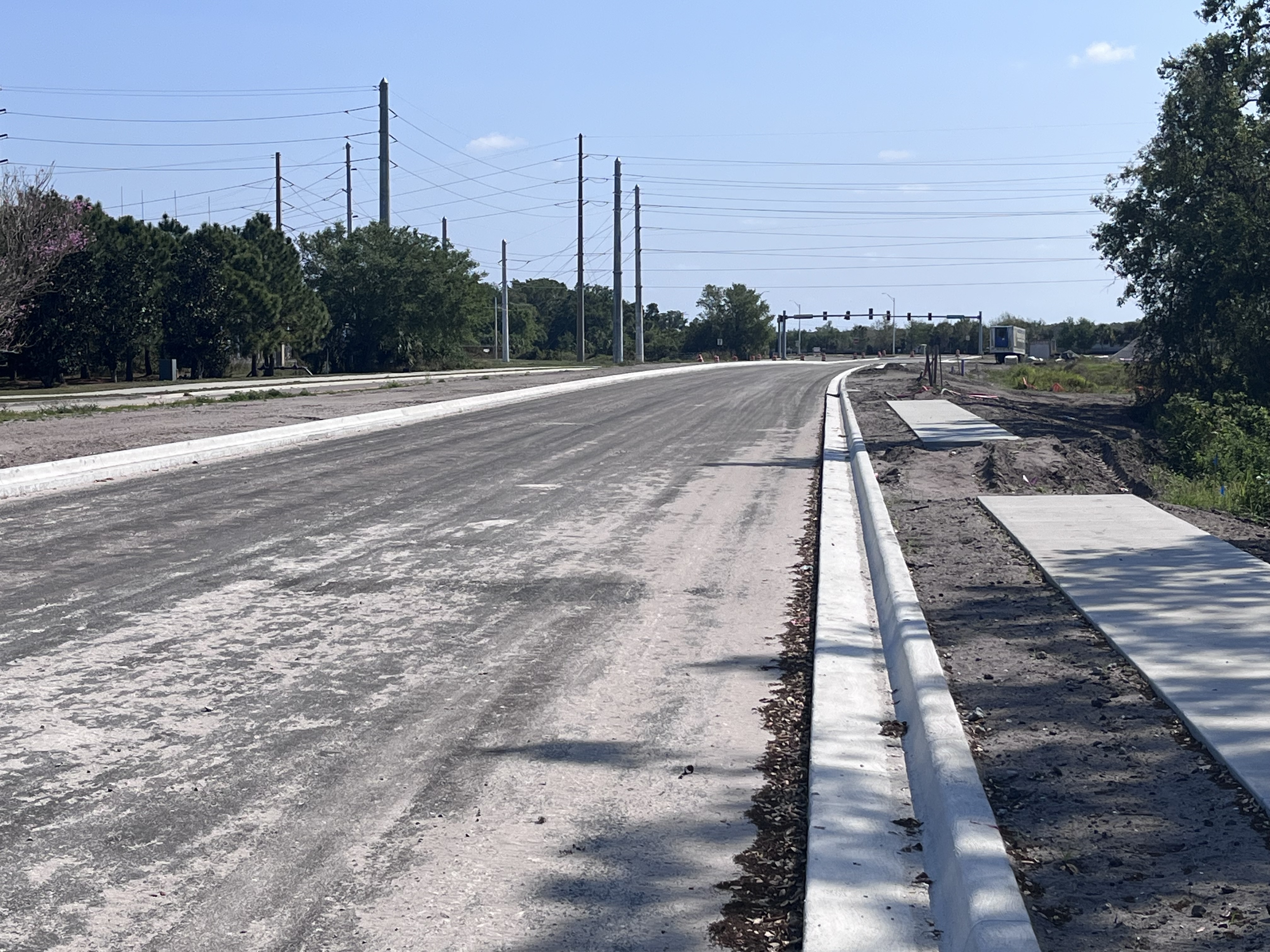 The future eastbound travel lanes across from Creekwood Park